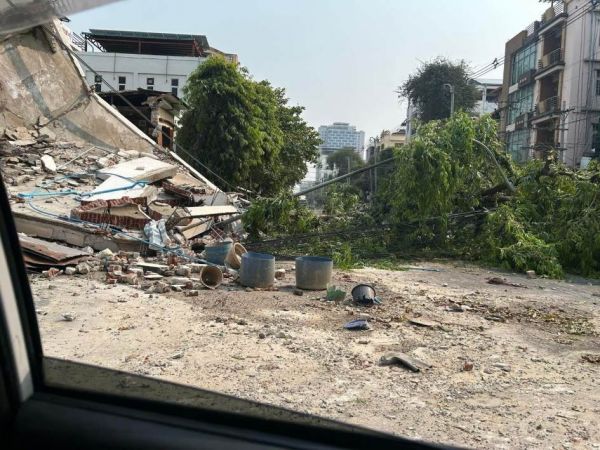 Earthquake appeal image of damage in Mandalay.